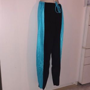 Black turquoise yoga dance track drawstring pants